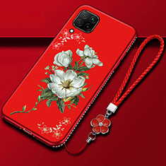 Coque Silicone Fleurs Souple Couleur Unie Etui Housse pour Huawei Nova 7i Rouge