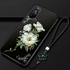 Coque Silicone Fleurs Souple Couleur Unie Etui Housse pour Huawei Nova 8 5G Noir