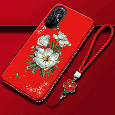 Coque Silicone Fleurs Souple Couleur Unie Etui Housse pour Huawei Nova 8 Pro 5G Rouge