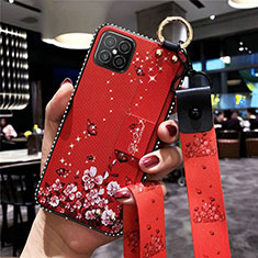 Coque Silicone Fleurs Souple Couleur Unie Etui Housse pour Huawei Nova 8 SE 5G Rouge