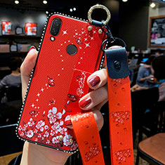 Coque Silicone Fleurs Souple Couleur Unie Etui Housse pour Huawei P Smart Z Rouge