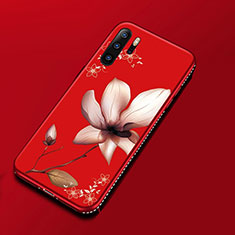 Coque Silicone Fleurs Souple Couleur Unie Etui Housse pour Huawei P30 Pro New Edition Rouge