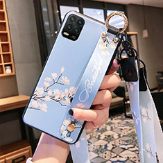 Coque Silicone Fleurs Souple Couleur Unie Etui Housse pour Xiaomi Mi 10 Lite Bleu Ciel