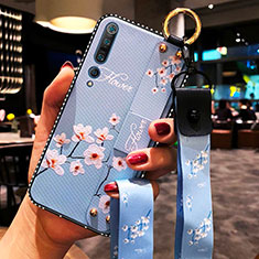 Coque Silicone Fleurs Souple Couleur Unie Etui Housse pour Xiaomi Mi 10 Pro Bleu Ciel