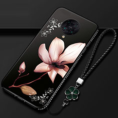 Coque Silicone Fleurs Souple Couleur Unie Etui Housse pour Xiaomi Poco F2 Pro Noir
