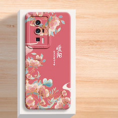 Coque Silicone Fleurs Souple Couleur Unie Etui Housse pour Xiaomi Poco F5 Pro 5G Rouge