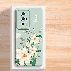Coque Silicone Fleurs Souple Couleur Unie Etui Housse pour Xiaomi Poco F5 Pro 5G Vert