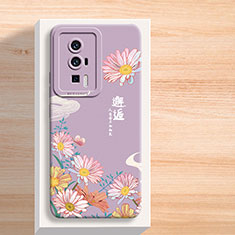 Coque Silicone Fleurs Souple Couleur Unie Etui Housse pour Xiaomi Poco F5 Pro 5G Violet Clair