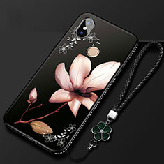 Coque Silicone Fleurs Souple Couleur Unie Etui Housse pour Xiaomi Redmi 6 Pro Noir