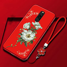 Coque Silicone Fleurs Souple Couleur Unie Etui Housse pour Xiaomi Redmi 8 Rouge