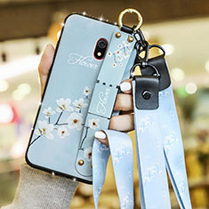 Coque Silicone Fleurs Souple Couleur Unie Etui Housse pour Xiaomi Redmi 8A Bleu Ciel