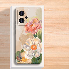 Coque Silicone Fleurs Souple Couleur Unie Etui Housse pour Xiaomi Redmi Note 11T Pro 5G Rose