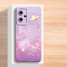 Coque Silicone Fleurs Souple Couleur Unie Etui Housse pour Xiaomi Redmi Note 12 5G Violet