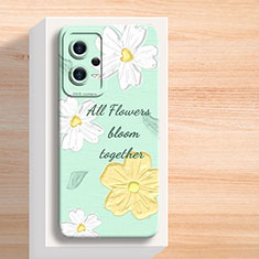 Coque Silicone Fleurs Souple Couleur Unie Etui Housse pour Xiaomi Redmi Note 12 Pro 5G Vert