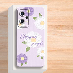 Coque Silicone Fleurs Souple Couleur Unie Etui Housse pour Xiaomi Redmi Note 12 Pro 5G Violet