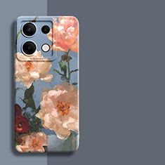 Coque Silicone Fleurs Souple Couleur Unie Etui Housse pour Xiaomi Redmi Note 13 Pro 5G Bleu