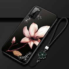 Coque Silicone Fleurs Souple Couleur Unie Etui Housse S01 pour Huawei Honor 30 Lite 5G Noir