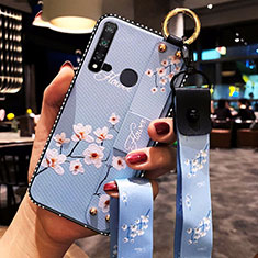 Coque Silicone Fleurs Souple Couleur Unie Etui Housse S01 pour Huawei P20 Lite (2019) Bleu Ciel