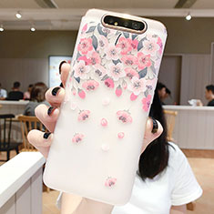 Coque Silicone Fleurs Souple Couleur Unie Etui Housse S01 pour Samsung Galaxy A80 Rose