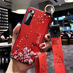Coque Silicone Fleurs Souple Couleur Unie Etui Housse S01 pour Xiaomi Mi 10 Ultra Rouge