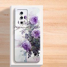 Coque Silicone Fleurs Souple Couleur Unie Etui Housse S01 pour Xiaomi Poco F5 Pro 5G Violet