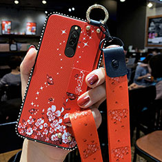 Coque Silicone Fleurs Souple Couleur Unie Etui Housse S01 pour Xiaomi Redmi 8 Rouge
