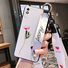 Coque Silicone Fleurs Souple Couleur Unie Etui Housse S01 pour Xiaomi Redmi 9A Blanc