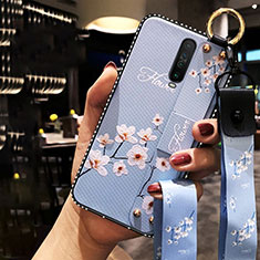 Coque Silicone Fleurs Souple Couleur Unie Etui Housse S01 pour Xiaomi Redmi K30 4G Bleu Ciel