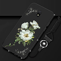 Coque Silicone Fleurs Souple Couleur Unie Etui Housse S02 pour Xiaomi Redmi 8A Noir