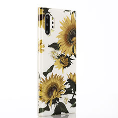 Coque Silicone Fleurs Souple Couleur Unie Etui Housse S03 pour Samsung Galaxy Note 10 Plus 5G Jaune