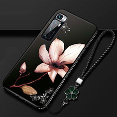 Coque Silicone Fleurs Souple Couleur Unie Etui Housse S03 pour Xiaomi Mi 10 Ultra Marron