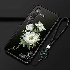 Coque Silicone Fleurs Souple Couleur Unie Etui Housse S04 pour Xiaomi Mi 10 Blanc