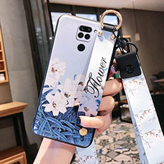 Coque Silicone Fleurs Souple Couleur Unie Etui Housse S04 pour Xiaomi Redmi Note 9 Bleu Ciel