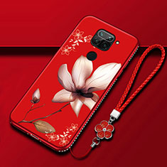 Coque Silicone Fleurs Souple Couleur Unie Etui Housse S05 pour Xiaomi Redmi 10X 4G Vin Rouge