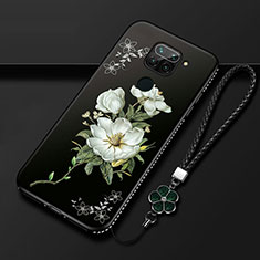 Coque Silicone Fleurs Souple Couleur Unie Etui Housse S05 pour Xiaomi Redmi Note 9 Blanc