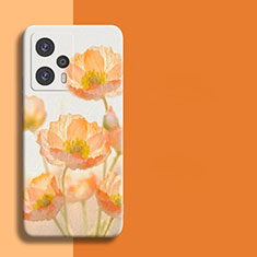 Coque Silicone Fleurs Souple Couleur Unie pour Xiaomi Poco F5 5G Orange