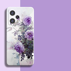 Coque Silicone Fleurs Souple Couleur Unie pour Xiaomi Poco F5 5G Violet