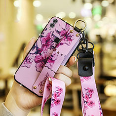 Coque Silicone Fleurs Souple Couleur Unie S01 pour Huawei Honor V10 Lite Rose