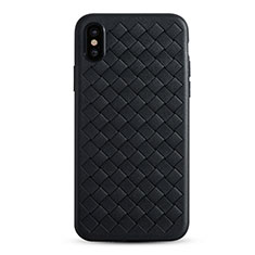 Coque Silicone Gel Motif Cuir C01 pour Apple iPhone Xs Max Noir