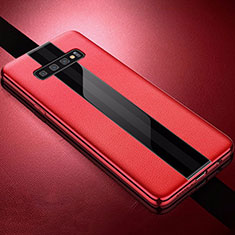 Coque Silicone Gel Motif Cuir Housse Etui A01 pour Samsung Galaxy S10 5G Rouge