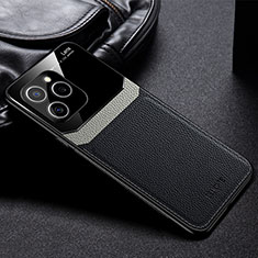 Coque Silicone Gel Motif Cuir Housse Etui avec Magnetique FL1 pour Huawei Honor 60 SE 5G Noir