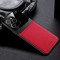Coque Silicone Gel Motif Cuir Housse Etui avec Magnetique FL1 pour Huawei Honor 60 SE 5G Rouge