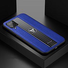 Coque Silicone Gel Motif Cuir Housse Etui avec Magnetique FL1 pour Samsung Galaxy A12 Bleu
