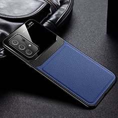 Coque Silicone Gel Motif Cuir Housse Etui avec Magnetique FL1 pour Samsung Galaxy A52 5G Bleu