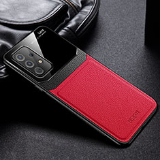 Coque Silicone Gel Motif Cuir Housse Etui avec Magnetique FL1 pour Samsung Galaxy A52 5G Rouge