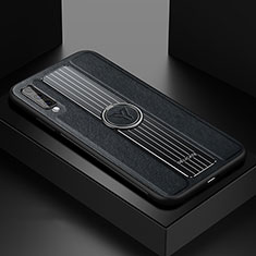 Coque Silicone Gel Motif Cuir Housse Etui avec Magnetique FL1 pour Samsung Galaxy A70 Noir