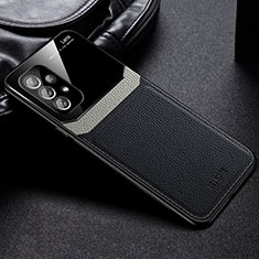 Coque Silicone Gel Motif Cuir Housse Etui avec Magnetique FL1 pour Samsung Galaxy A73 5G Noir