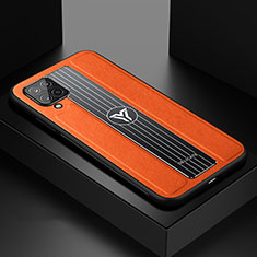 Coque Silicone Gel Motif Cuir Housse Etui avec Magnetique FL1 pour Samsung Galaxy M12 Orange