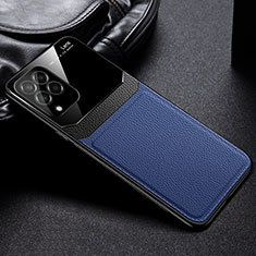 Coque Silicone Gel Motif Cuir Housse Etui avec Magnetique FL1 pour Samsung Galaxy M53 5G Bleu