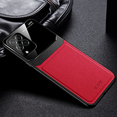 Coque Silicone Gel Motif Cuir Housse Etui avec Magnetique FL1 pour Samsung Galaxy M53 5G Rouge